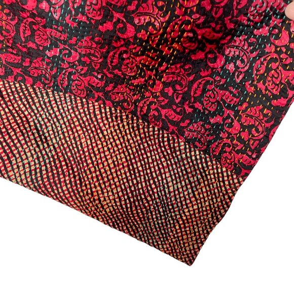 Mieko Hand-Stitched Reversible Kimono Jacket Sz 1 Artisan Boho Patchwork Kantha - Picture 13 of 16